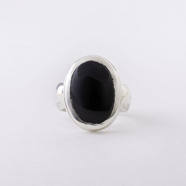 BAGUE AGATE YÉMÉNITE NOIR SOMBRE – Image 3