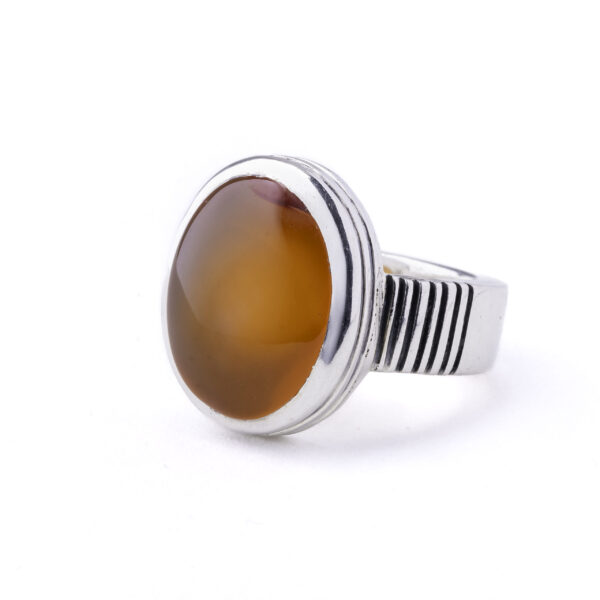 BAGUE AGATE YAMENITE COULEUR PECHE TRANSPARANT