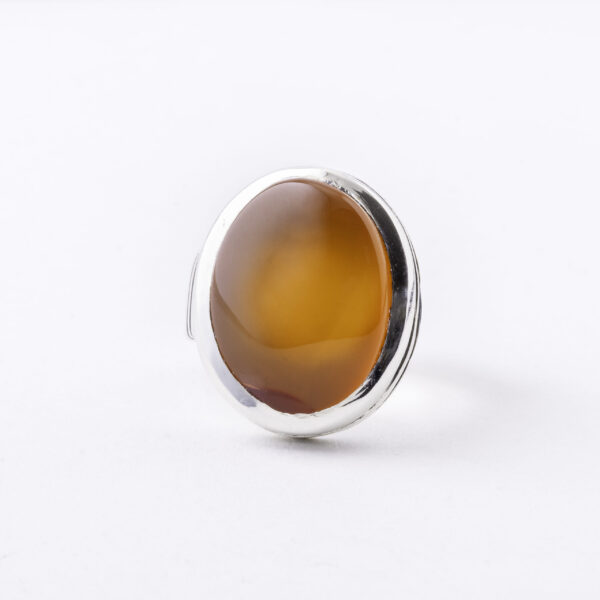BAGUE AGATE YAMENITE COULEUR PECHE TRANSPARANT – Image 3