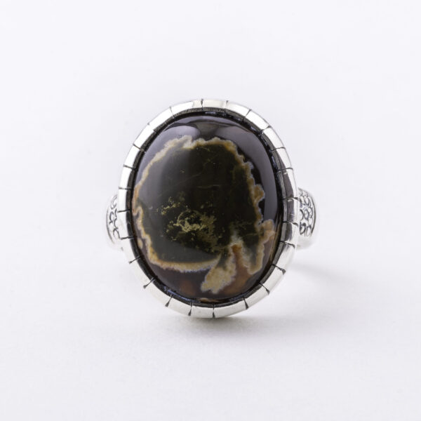 BAGUE AGATE YÉMÉNITE KHARAITI NOIR – Image 3