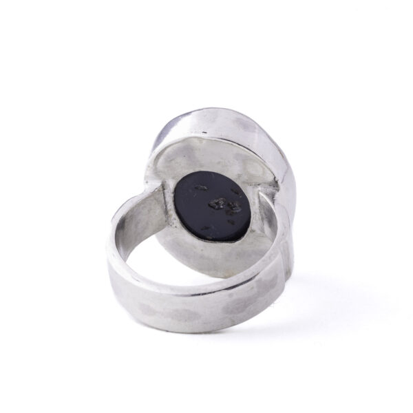 BAGUE AGATE YÉMÉNITE MOUSAWER NOIR BRILLANT – Image 2