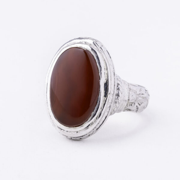 BAGUE AGATE YÉMÉNITE KABIDI ROUGE TRANSPARANT