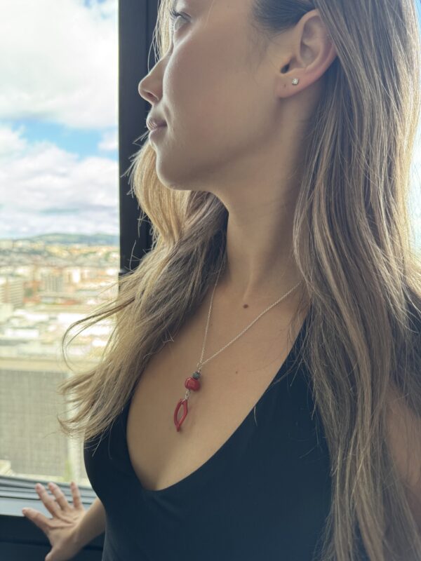 Collier naturel en corail rouge et argent – Artisanat unique – Image 2