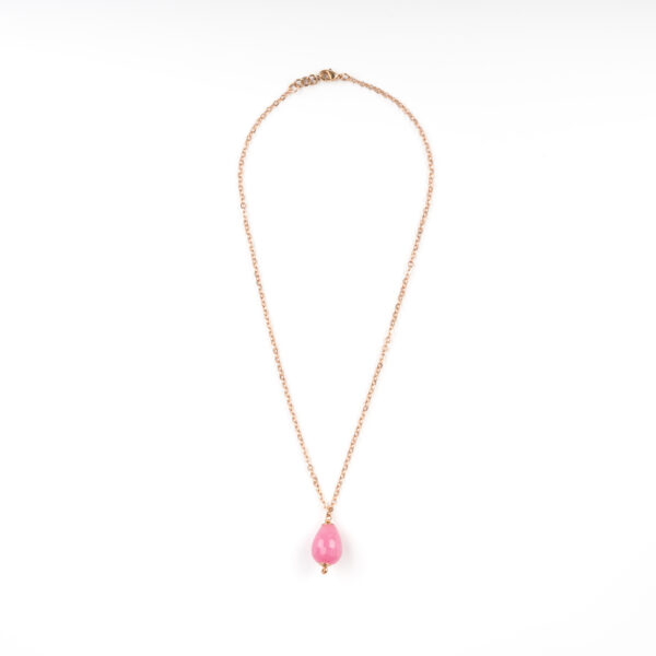 Parure collier et boucles d’oreilles en jade rose – Laiton trempé dans l’or 24 carats (2 fois)