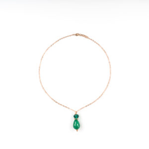 Parure collier et boucles d’oreilles en jade vert – Laiton trempé dans l’or 24 carats (2 fois)