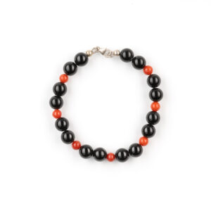 BRACELET POUR HOMME CORAIL ROUGE ET ONYX NOIR
