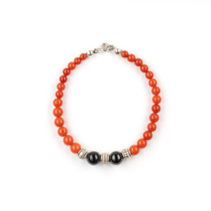 Bracelet homme en corail et onyx