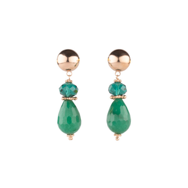 Parure collier et boucles d’oreilles en jade vert – Laiton trempé dans l’or 24 carats (2 fois) – Image 2