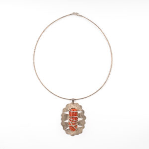 Pendentif grand corail avec ras-du-cou en argent 825 –Pièce artisanale unique